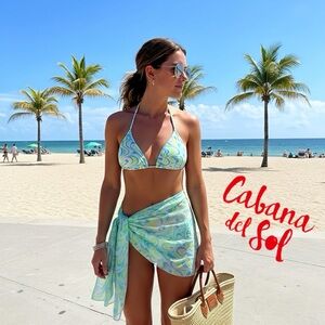 Women's Blue and Green Swirl Bikini Set